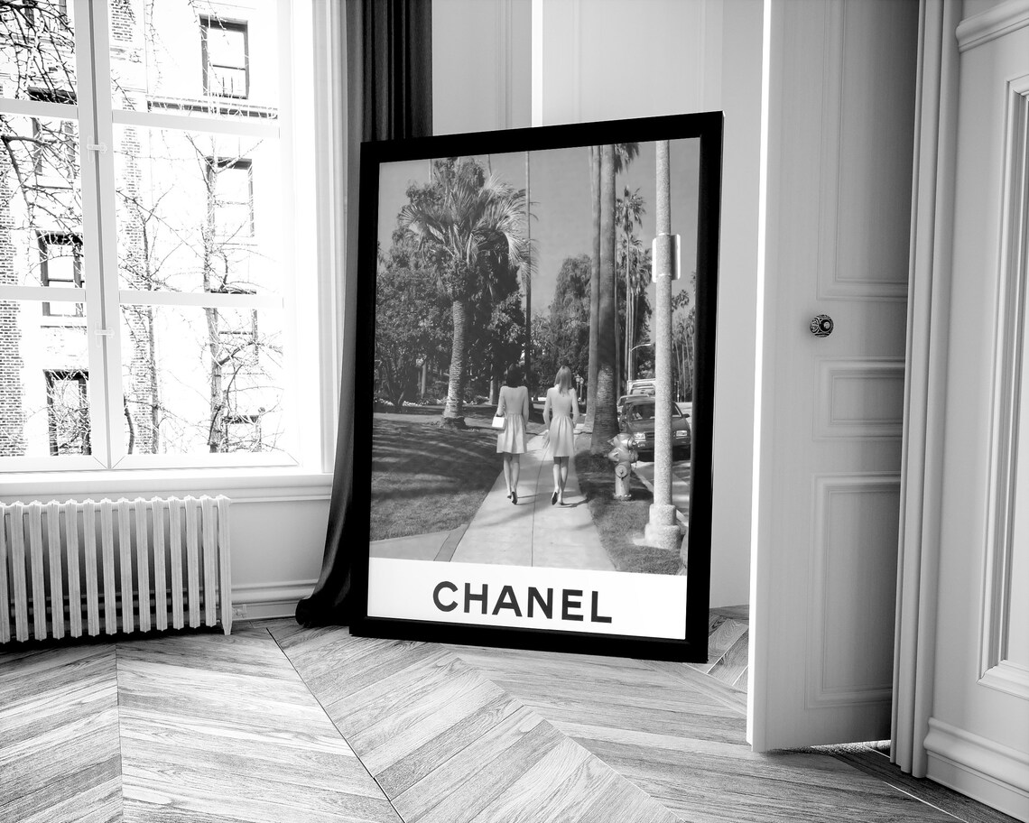 Two Women Walking Palm Lined Street Chanel Fashion Photo Poster - Image 2