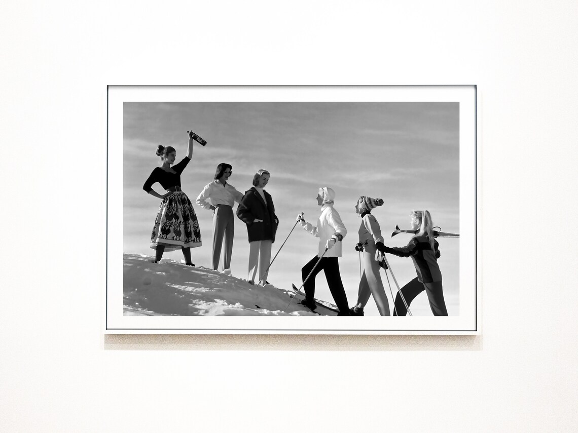 Vintage Woman Apres Skiing Poster, Wine Print - Image 3
