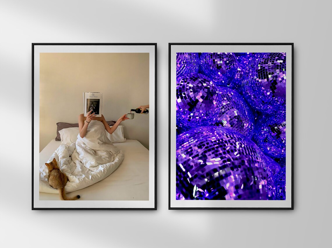Cluster of Purple Disco Balls Sparkling Party Nightlife Photo Poster - Image 2