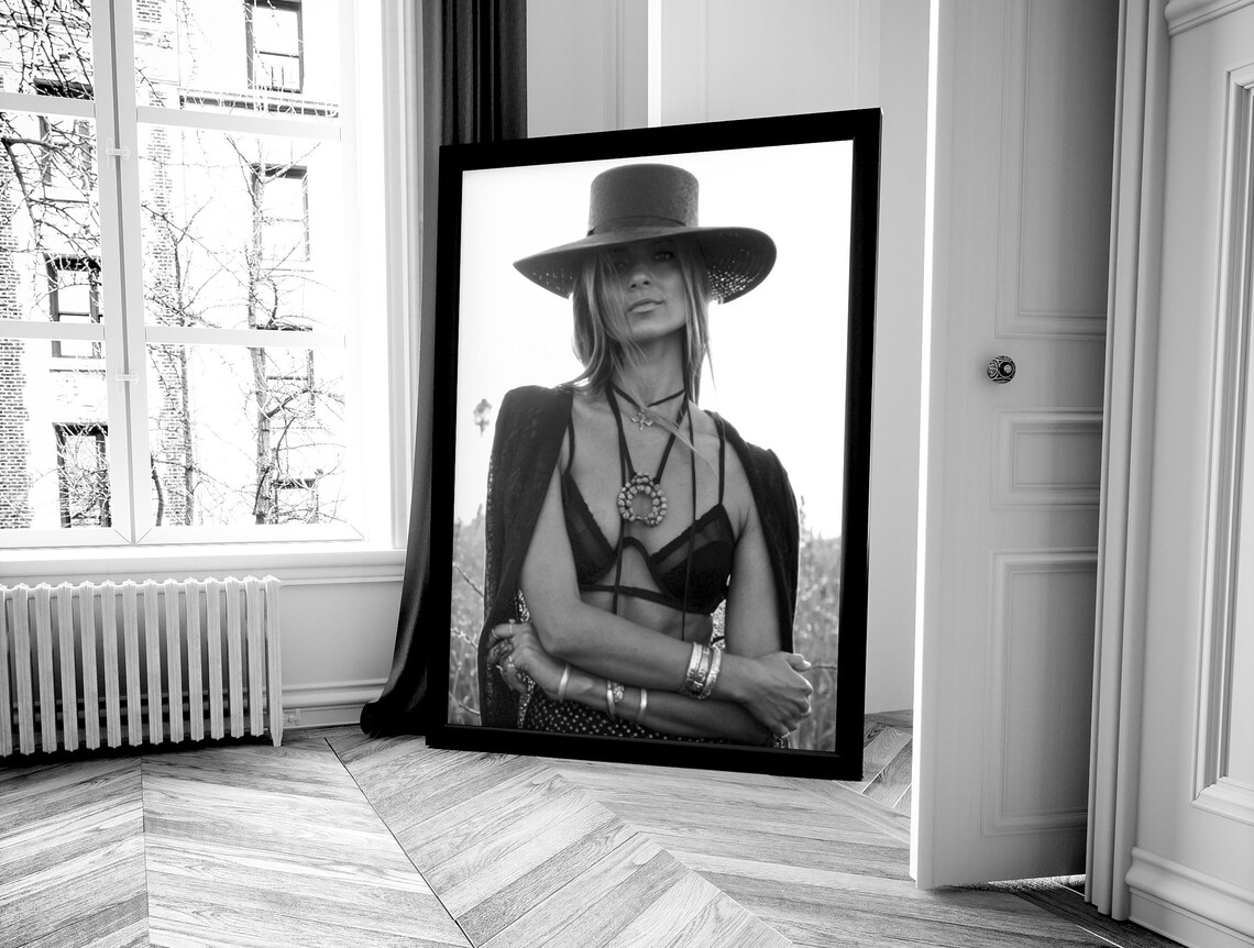 Cowgirl Retro Western Art Print, Black And White - Image 4