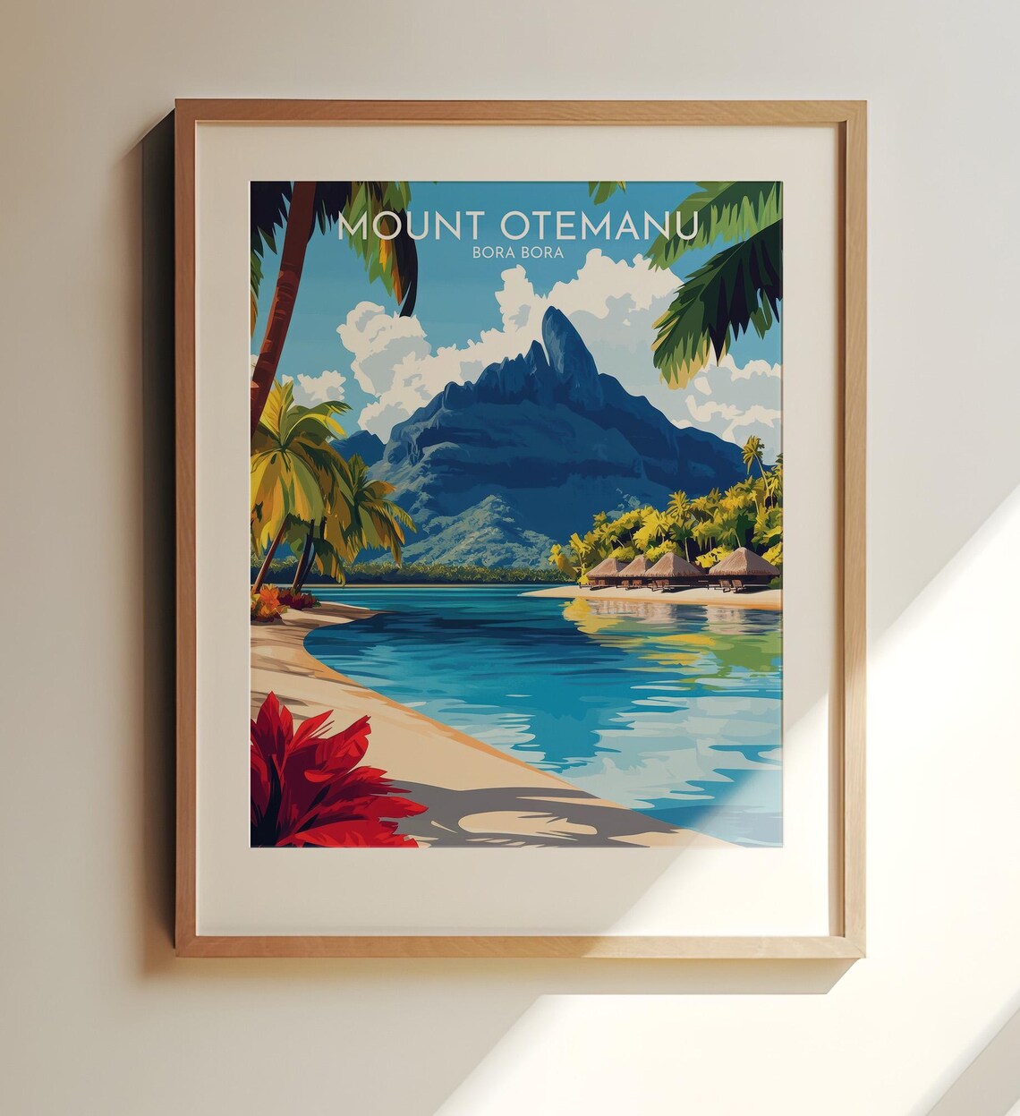 Mount Otemanu Bora Bora Tropical Island Vintage Travel Poster