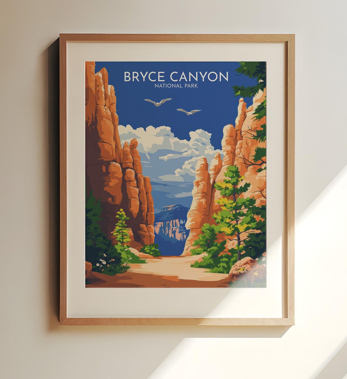 Bryce Canyon National Park Hoodoo Trail Birds Vintage Poster