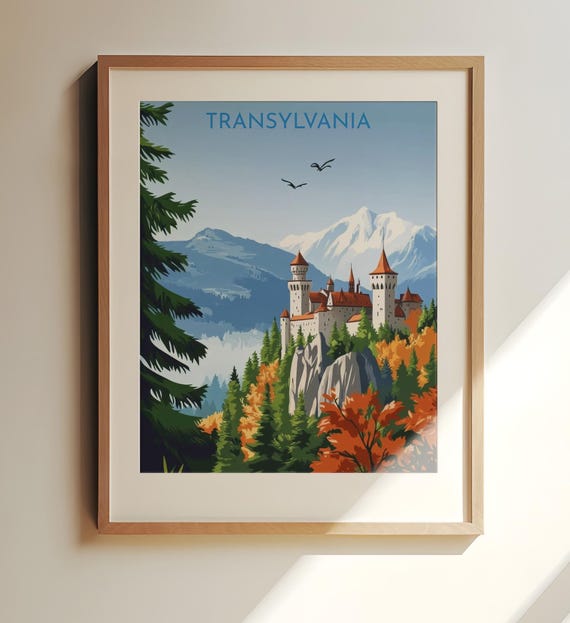 Bran Castle Transylvania Art Poster Travel Print Carpathian Mountains