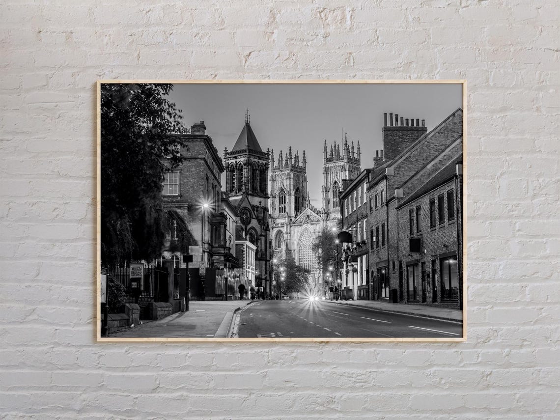 United Kingdom York Minster Gothic Cathedral Evening Street Poster