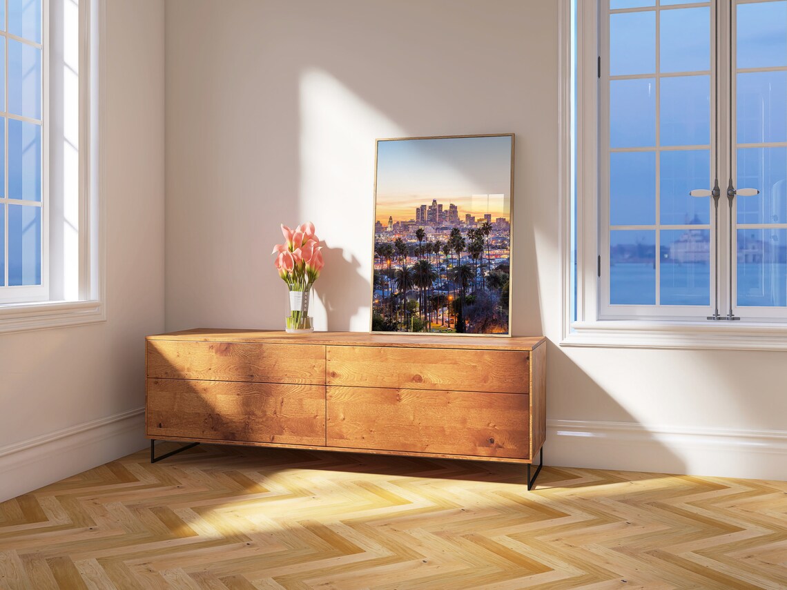 Los Angeles Downtown Skyline Sunset Palm Trees Cityscape Poster - Image 3