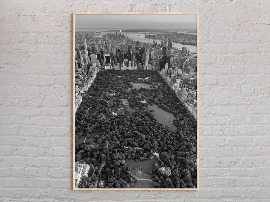 Central Park Aerial Black And White New York City Photo Poster