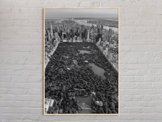 Central Park Aerial Black And White New York City Photo Poster