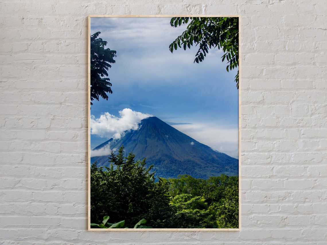 Real Photo Nicaragua Volcano Cloud Capped Tropical Jungle Poster