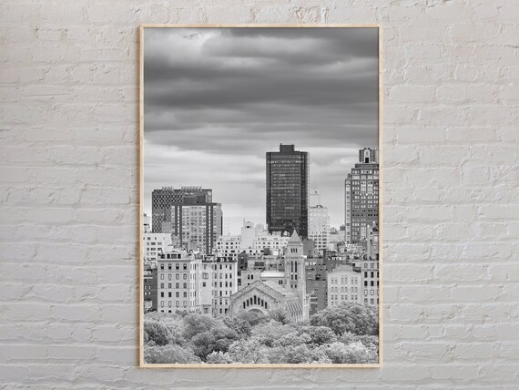 Upper East Side Skyline Black and White New York City Travel Poster
