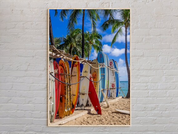 Hawaii Surfboards on Palm Beach Tropical Coastal Photo Poster