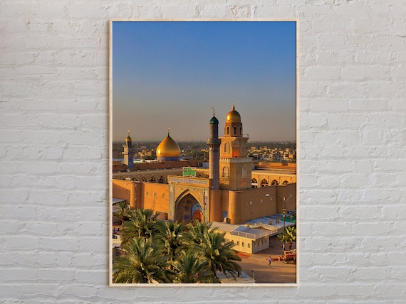 Iraq Golden Dome Mosque Palm Trees Middle East Real Photo Architecture Poster