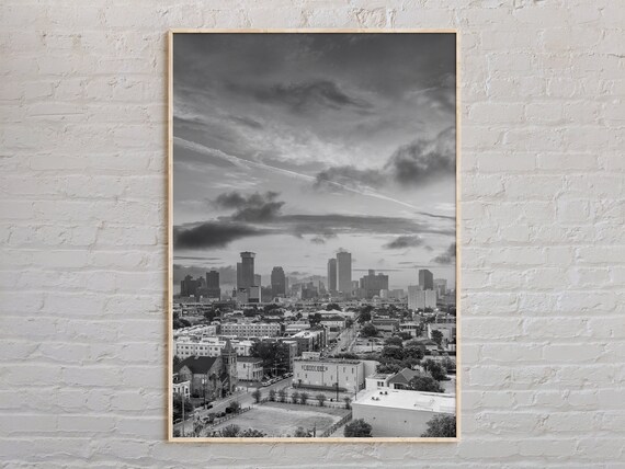 New Orleans Downtown Skyline Black And White Photography Poster