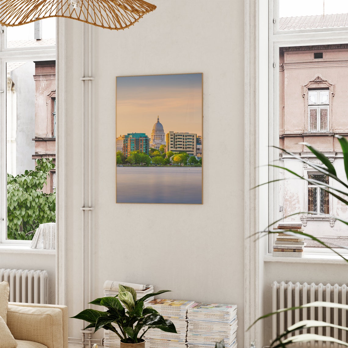 Madison Wisconsin State Capitol Sunrise Lake Monona Skyline Poster - Image 3