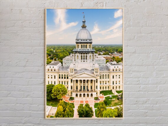 Illinois State Capitol Historic Dome Aerial Real Photo Poster