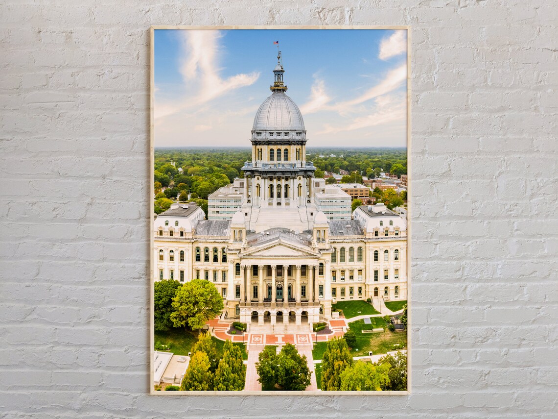Illinois State Capitol Historic Dome Aerial Real Photo Poster