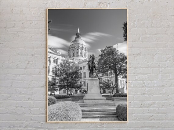 Georgia State Capitol Building Black and White Cityscape Poster