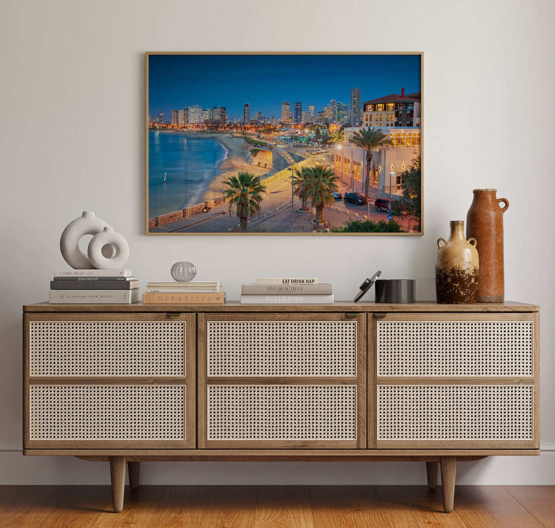Tel Aviv Beach Promenade Night Skyline Israel Coast Landscape Poster - Image 4