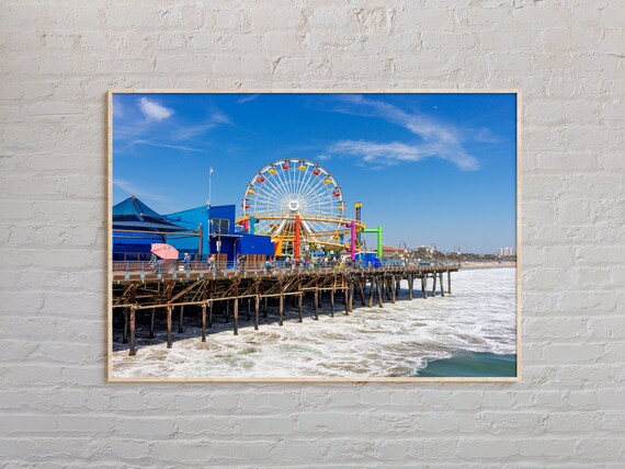 Santa Monica Pier Ferris Wheel California Coast Real Photo Poster