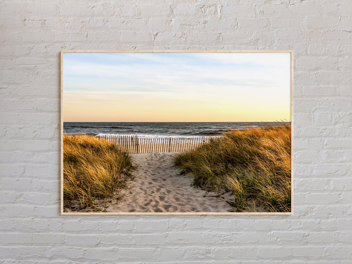Dune Path to Ocean Sunset Beach Real Photography Travel Poster