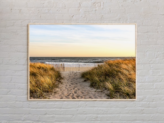 Dune Path to Ocean Sunset Beach Real Photography Travel Poster