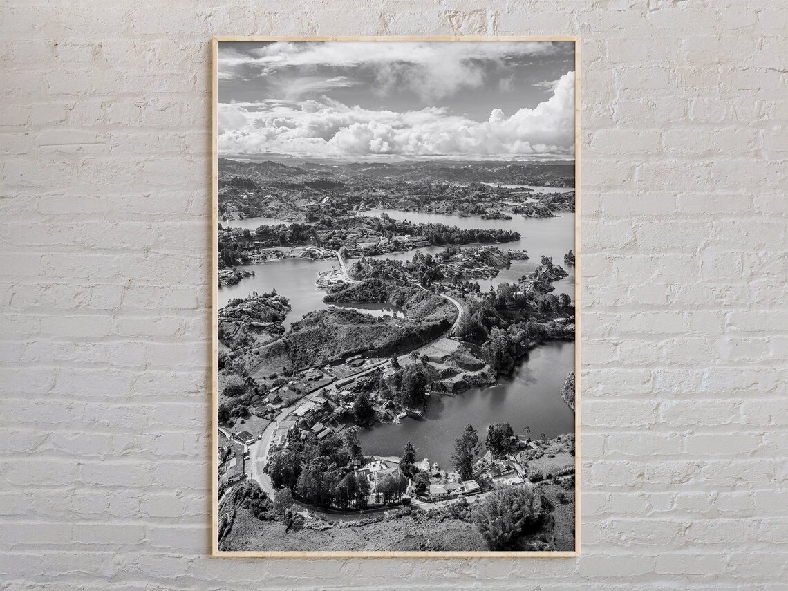 Black And White Colombia Travel Poster, South America