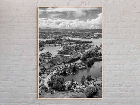Black And White Colombia Travel Poster, South America