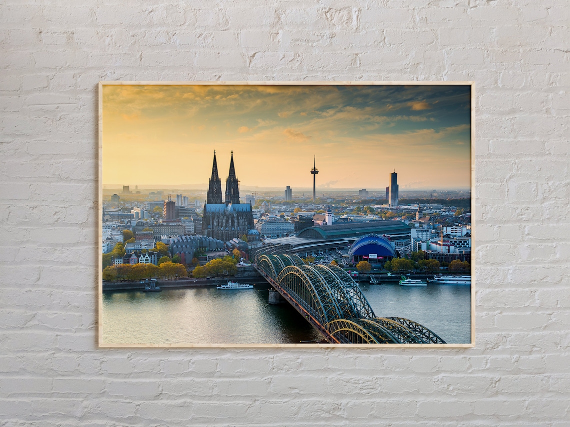 Cologne Cathedral Hohenzollern Bridge Rhine Sunset Photo Poster