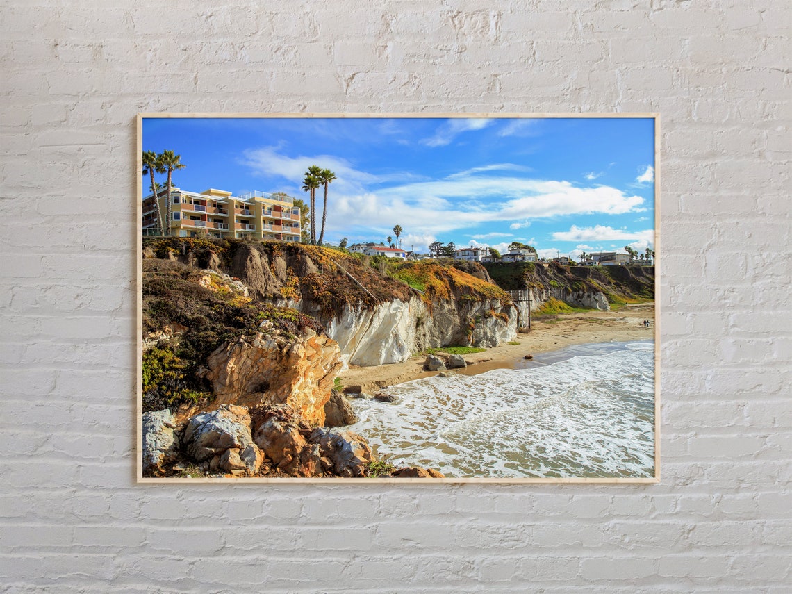 Pismo Beach California Ocean Cliffs Waves Coastal Bluff View Poster