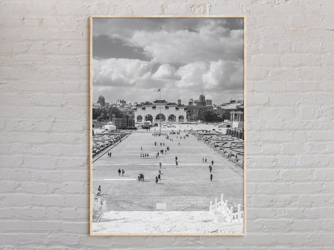 Chiang Kai Shek Memorial Hall Arch Taipei Black And White Photo Poster