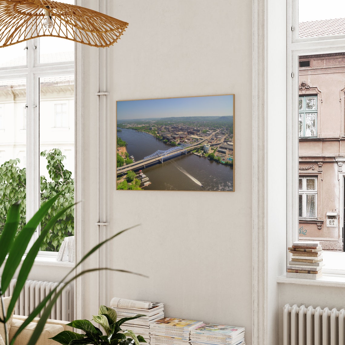 La Crosse Wisconsin Summer Riverfront Bridge Marina Aerial Poster - Image 3