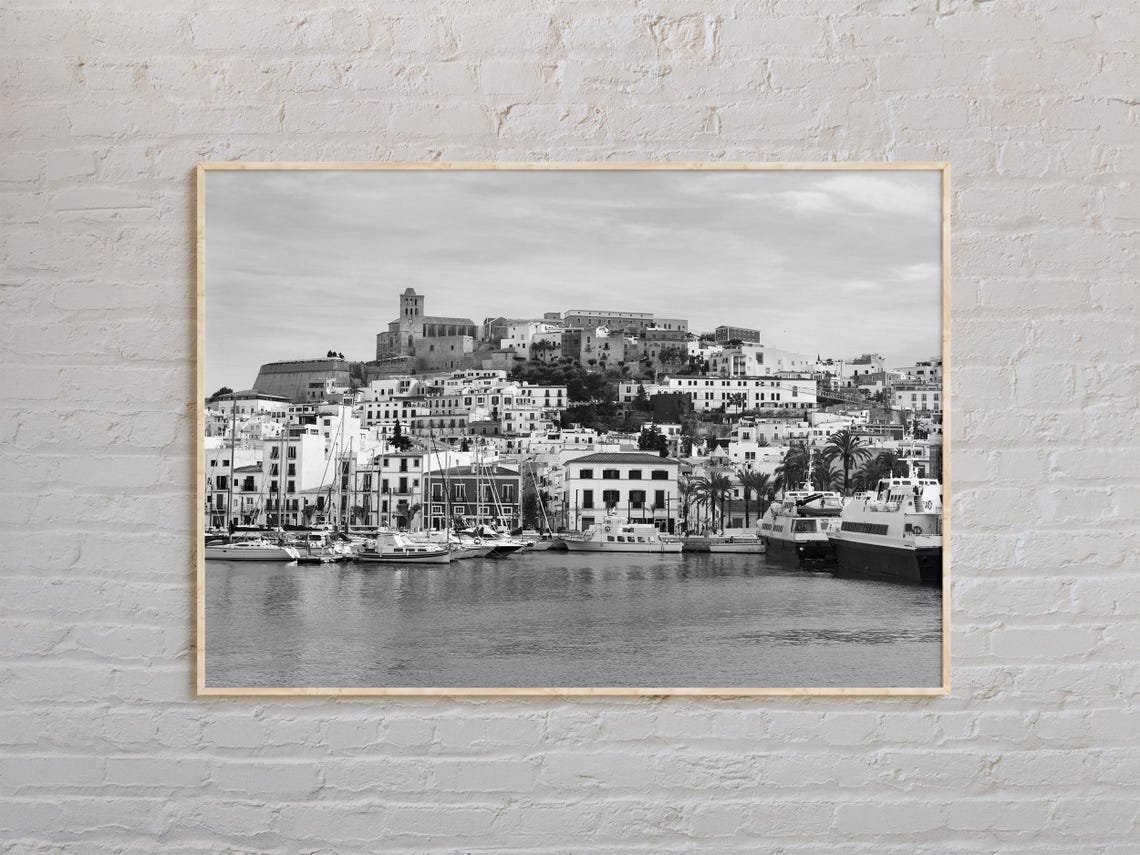 Black And White Ibiza Print Ibiza Wall Art Ibiza Poster Ibiza Photo Ibiza Poster Print Ibiza Wall Decor Spain Poster Print Europe