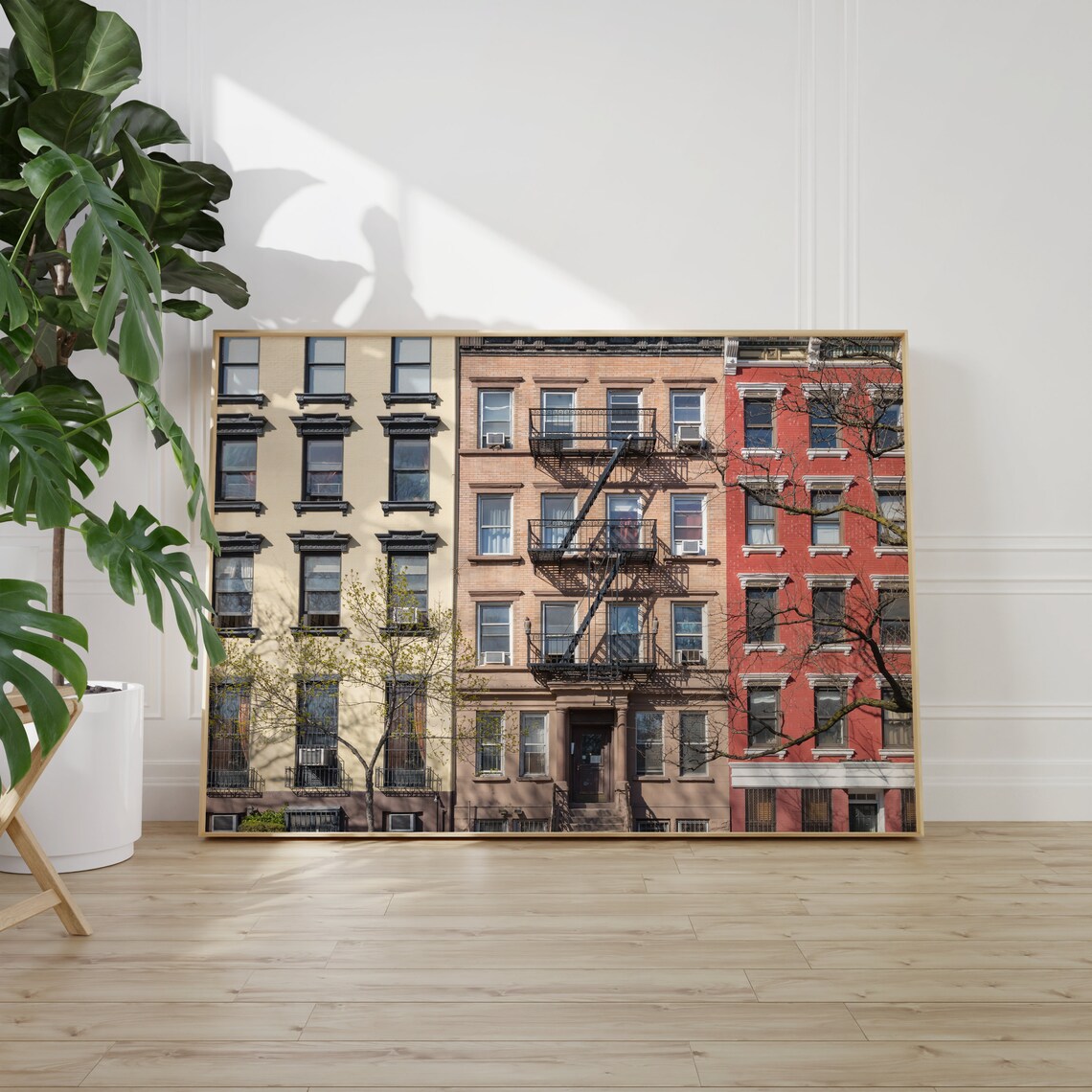 East Village NYC Brownstone Tenements Fire Escape Landscape Poster - Image 2