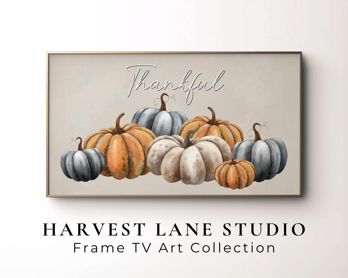 Thankful Watercolor Pumpkins Fall Harvest Thanksgiving Poster - Image 6