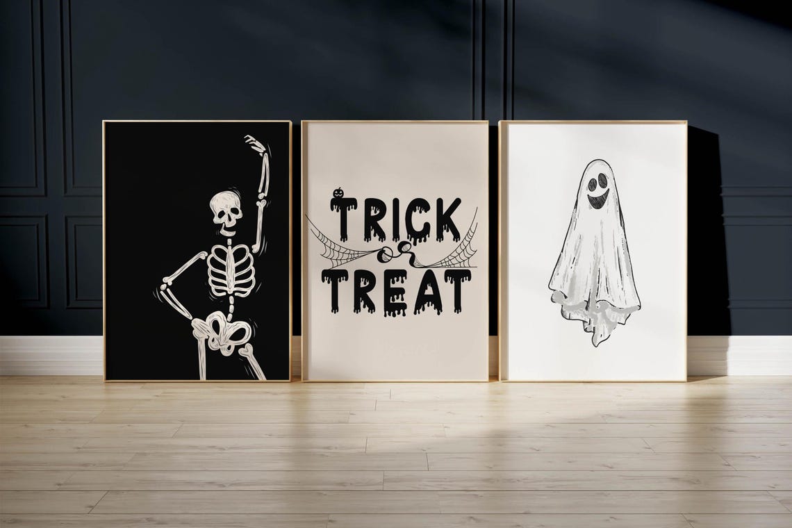 Halloween Bundle Set of 8 Vintage Spooky Seasonal Designs Poster - Image 3