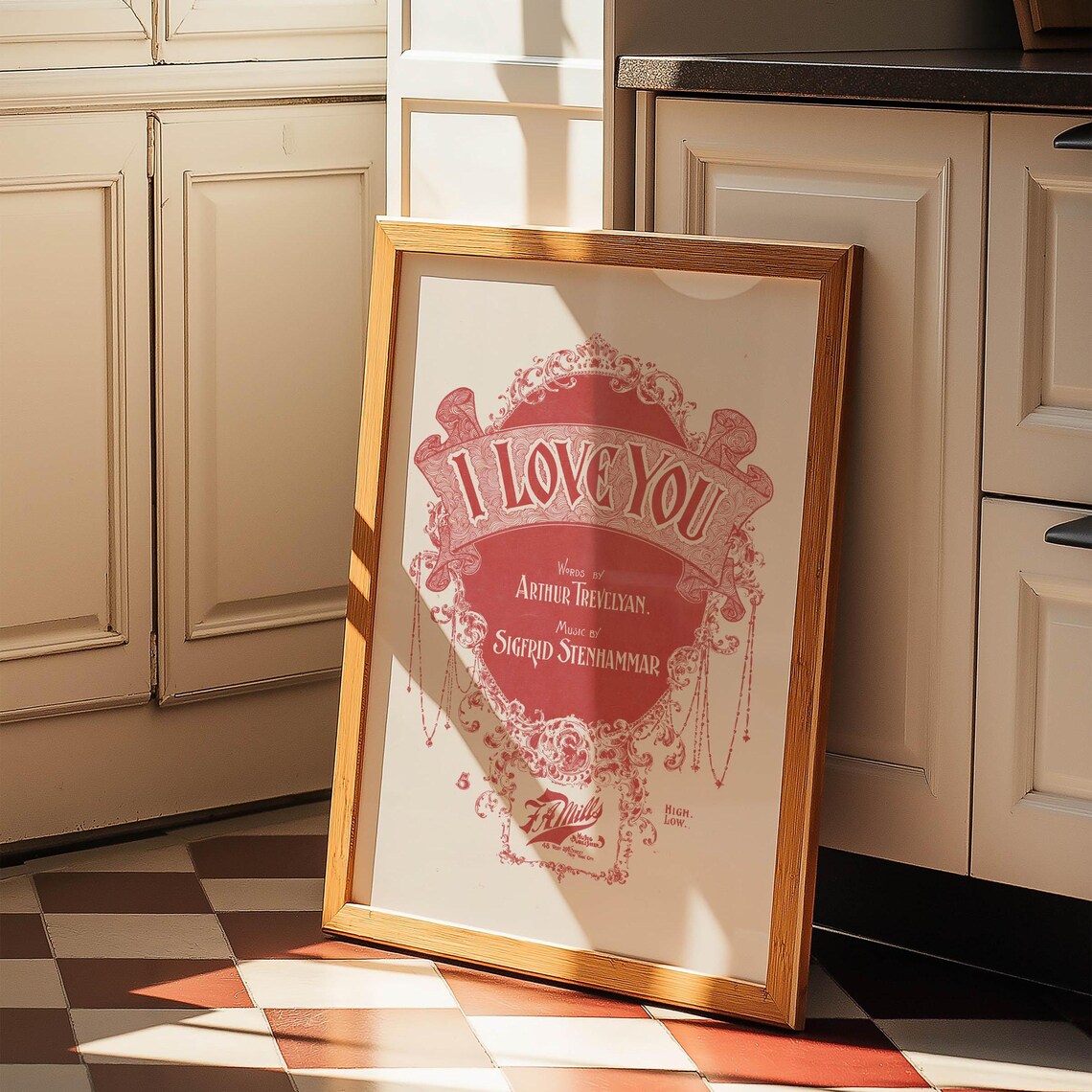 I Love You Ornate Red Antique Sheet Music Cover Valentine Art Poster - Image 5