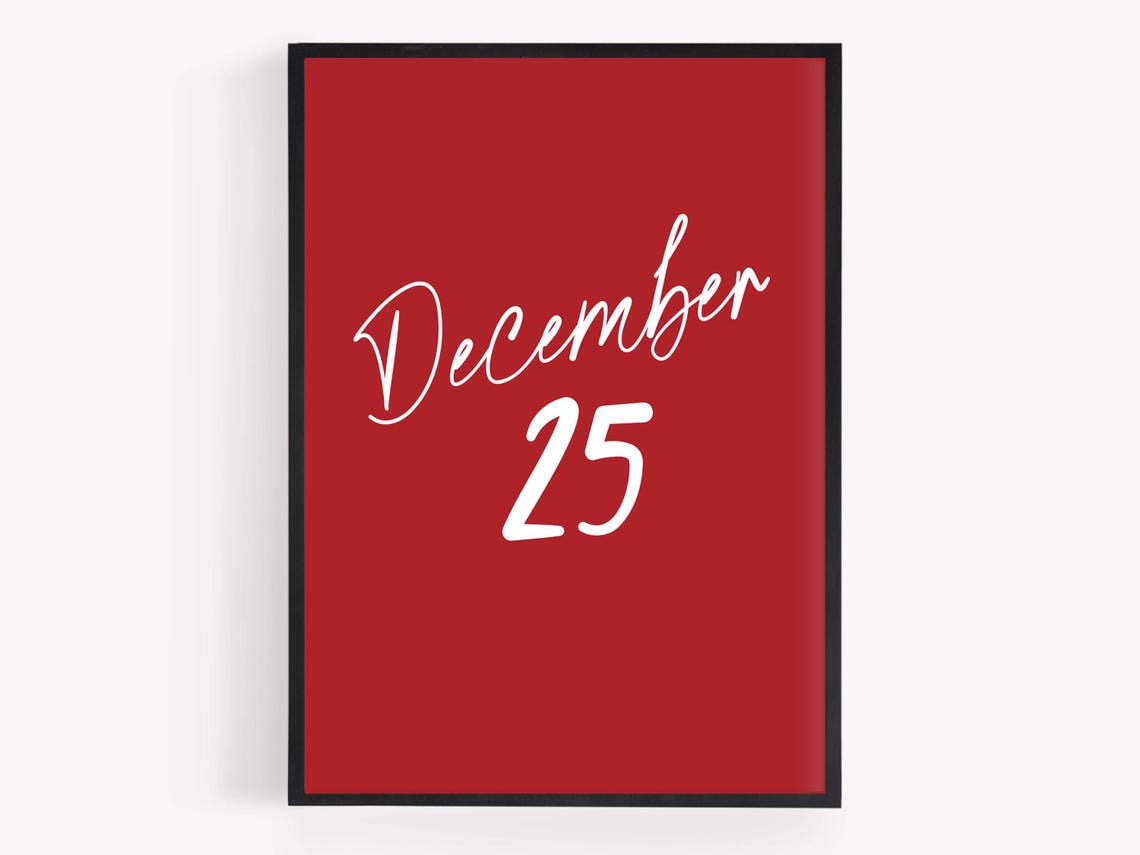 Festive December 25 Red Script Christmas Holiday Quote Poster - Image 2