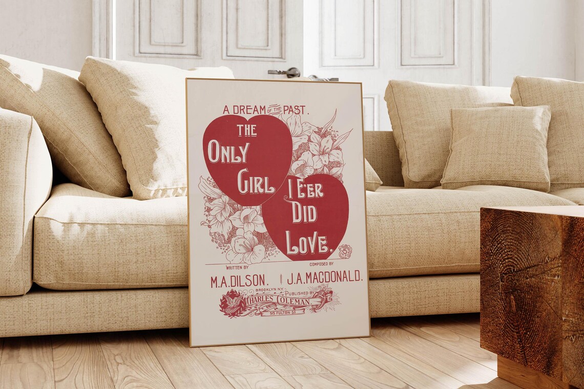 The Only Girl I Eer Did Love Antique Heart Sheet Music Art Poster - Image 6