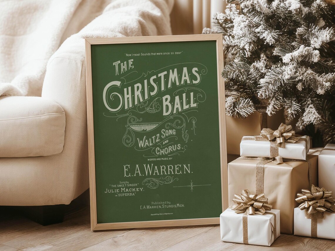 The Christmas Ball Waltz Green Vintage Sheet Music Poster Cover - Image 6