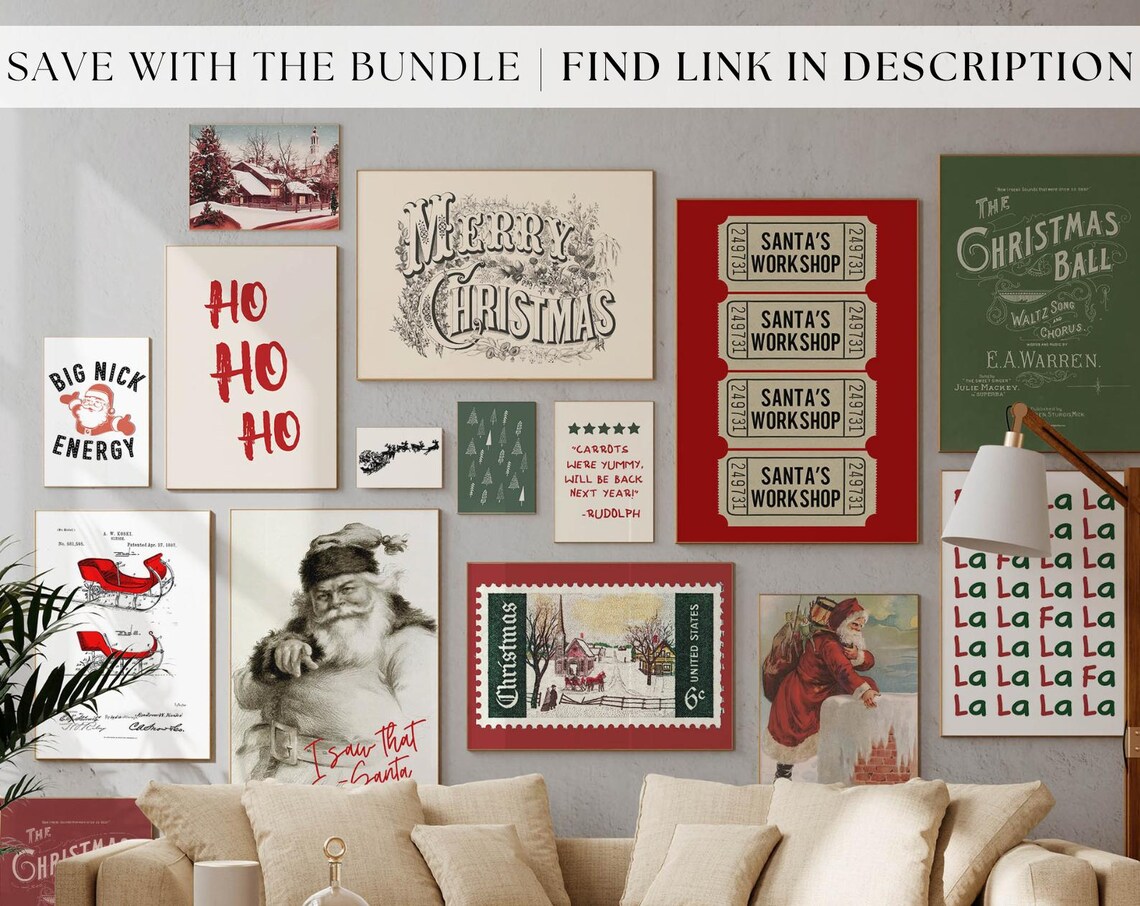 Vintage Santa Claus Christmas Poster Print - Image 3
