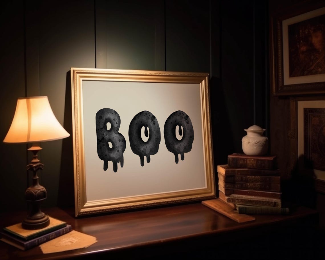 Boo Drippy Letters Spooky Fun Minimalist Halloween Wall Poster - Image 2