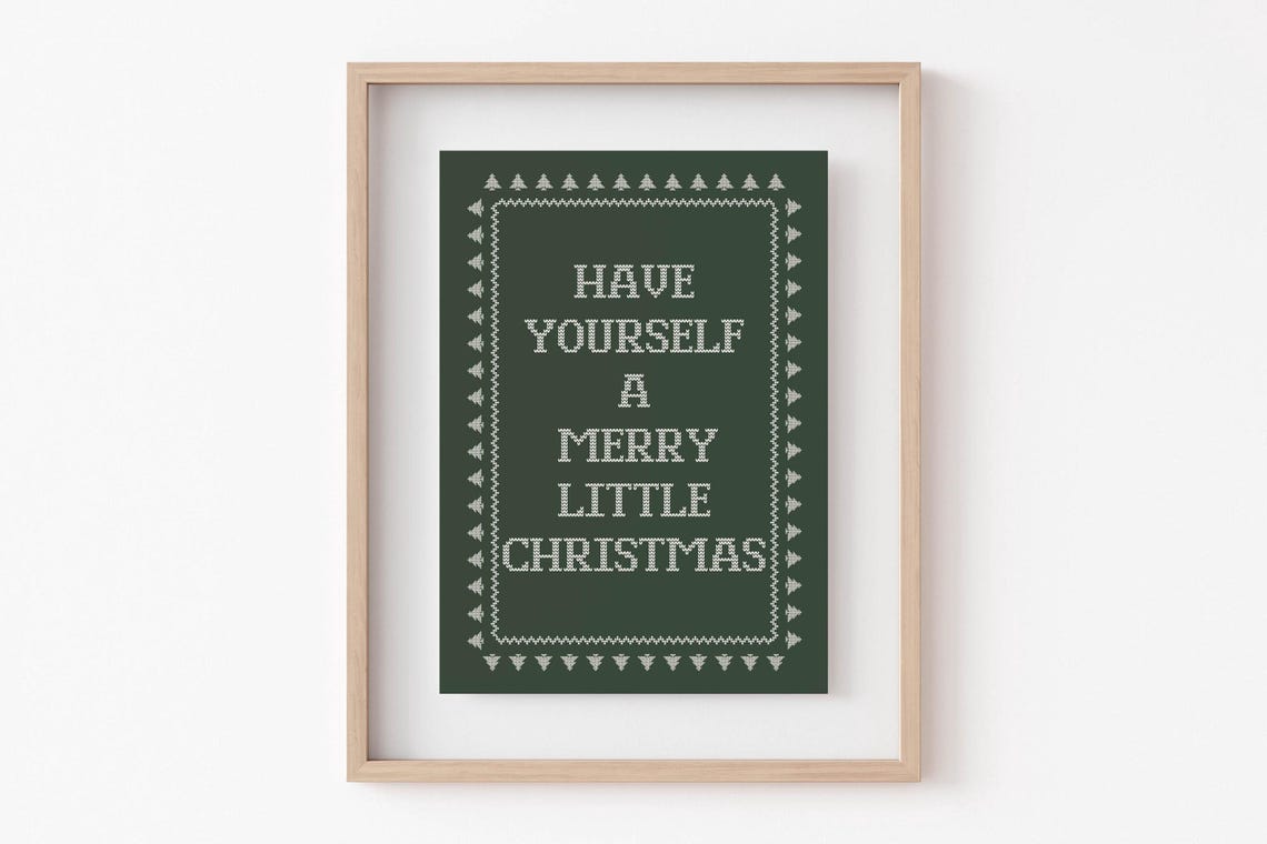 Have Yourself A Merry Little Christmas Knit Look Green Poster - Image 6