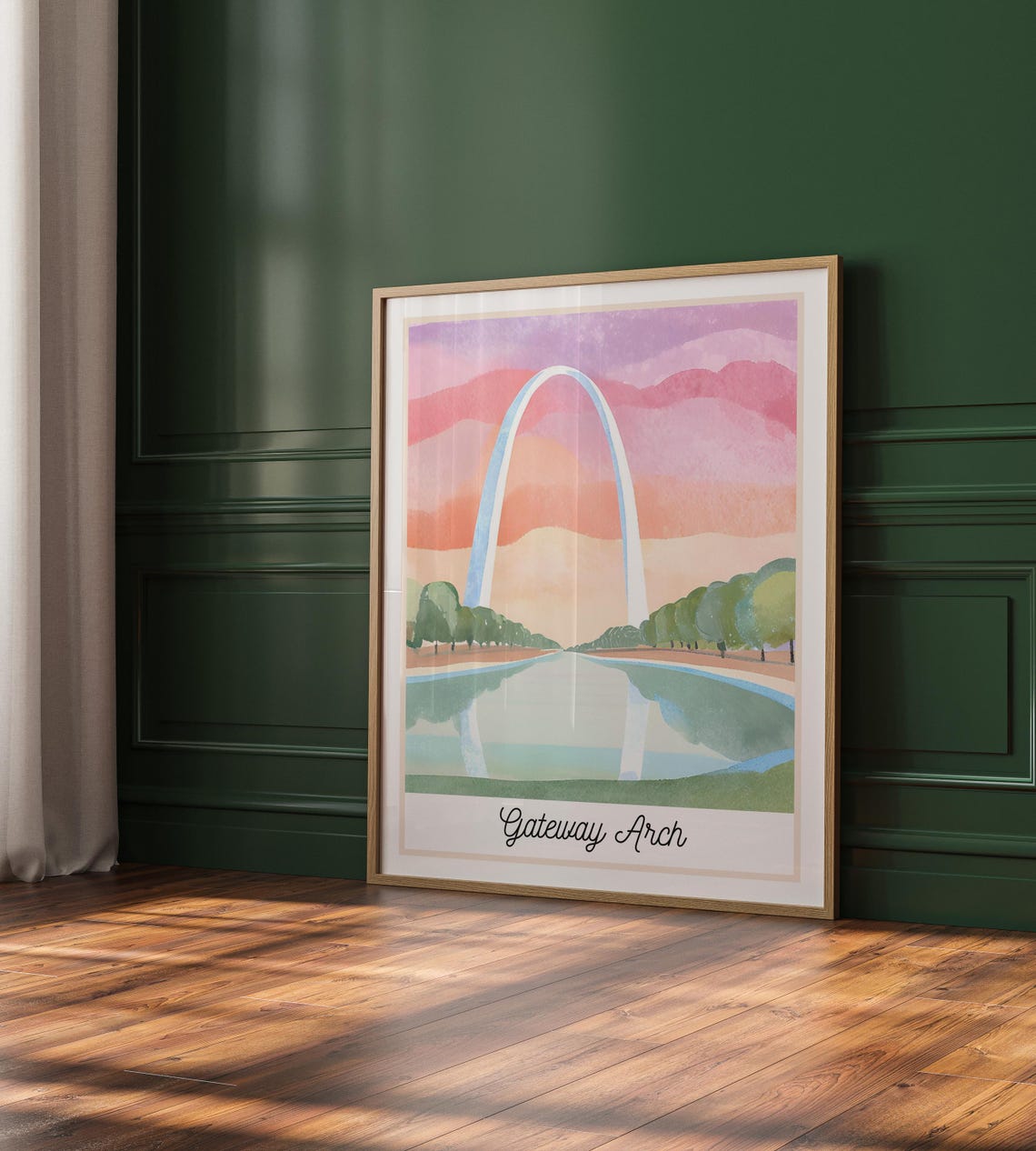Gateway Arch Watercolor St Louis Wall Art Missouri Travel Poster Modern Cityscape Decor