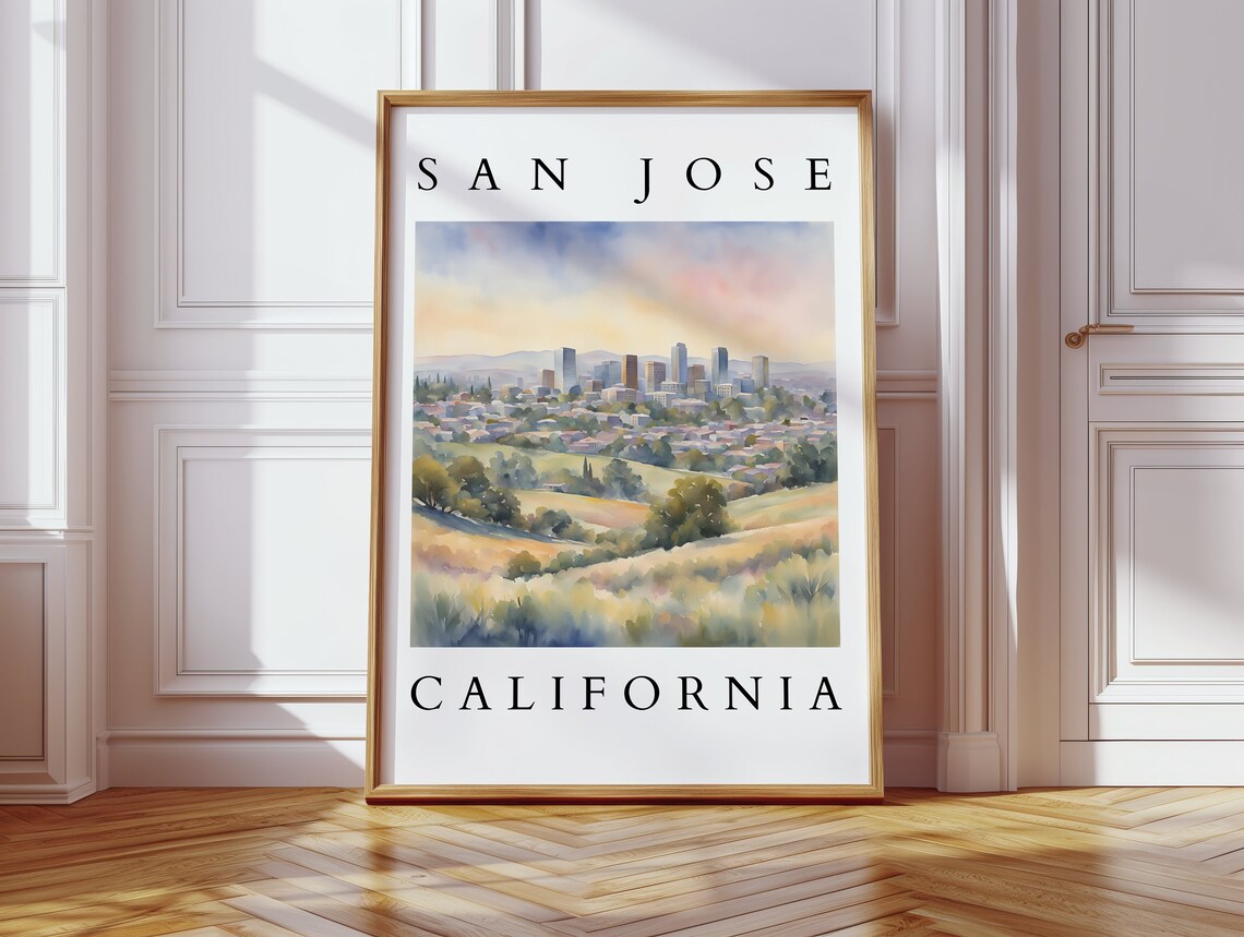 San Jose Watercolor Print Skyline Art Poster
