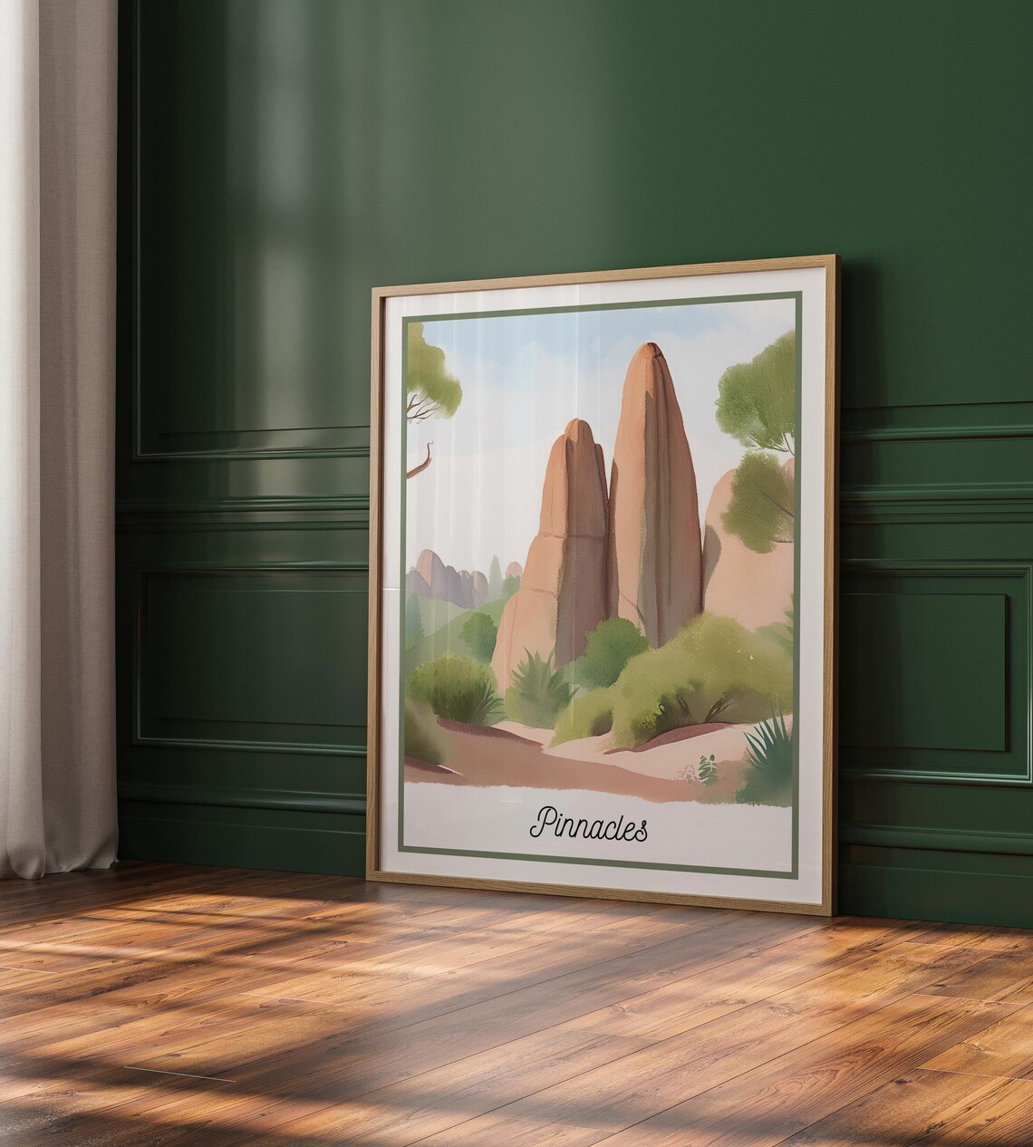 Pinnacles National Park Watercolor Rock Formations Landscape Poster