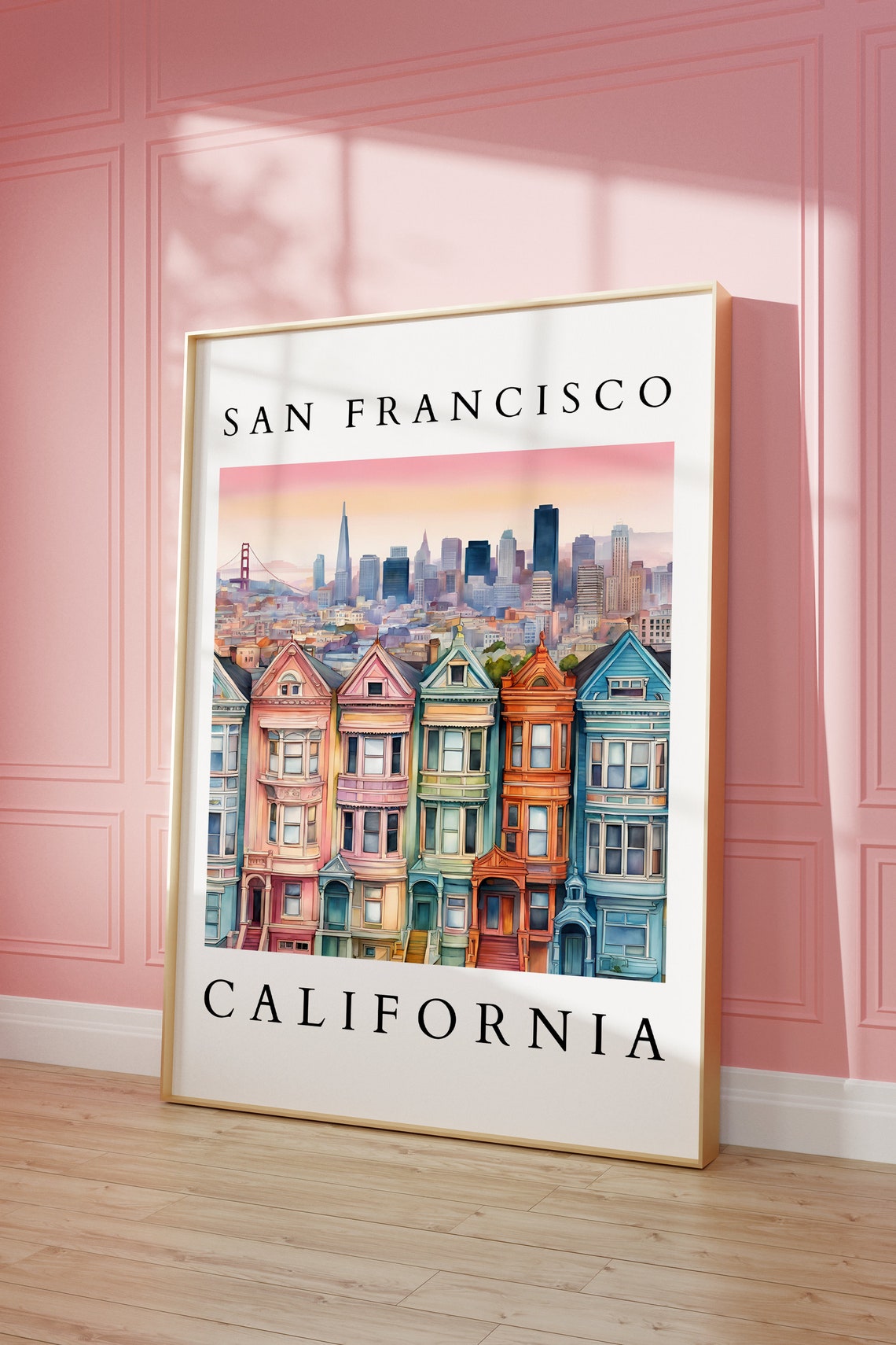 San Francisco Watercolor Print Bay Wall Art Skyline For Home Decor
