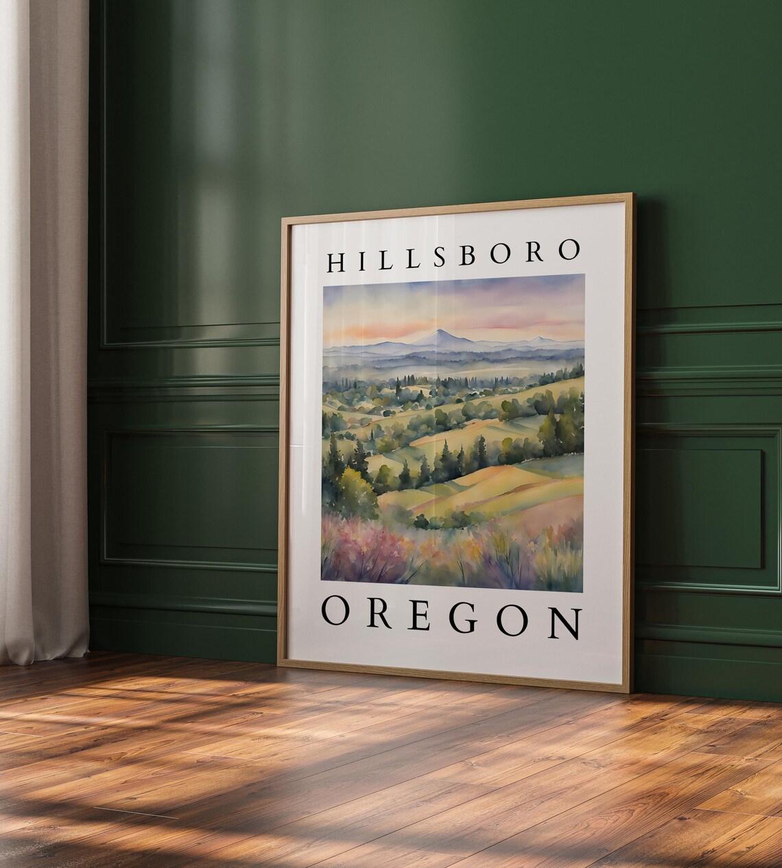 Hillsboro Oregon PNW Landscape Art Print, Watercolor