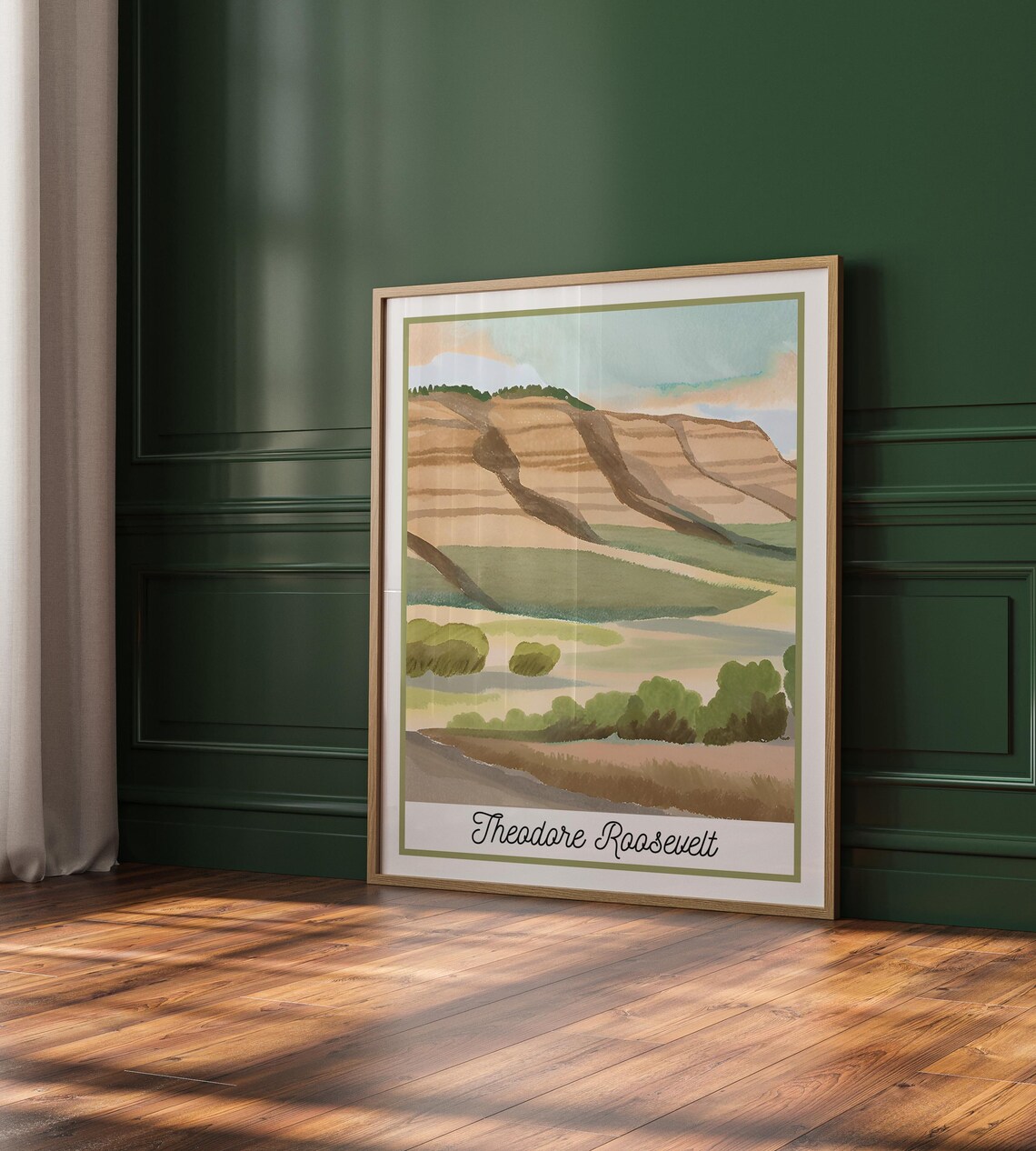 Theodore Roosevelt National Park Badlands Watercolor Travel Poster