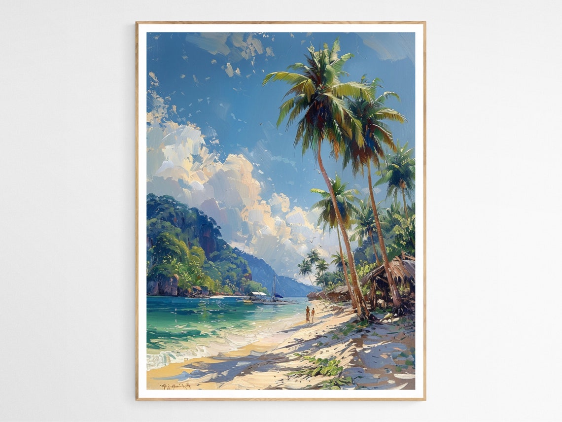Philippines Tropical Beach Palm Trees Island Landscape Poster