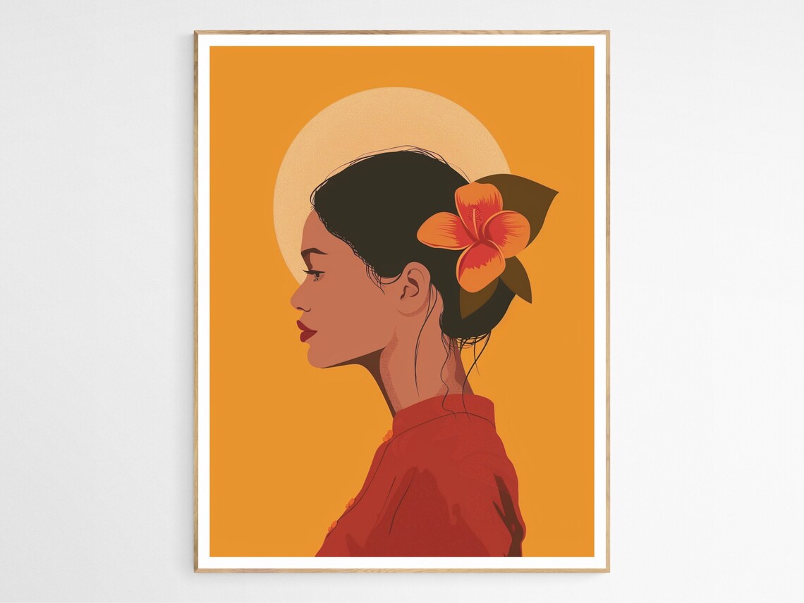 Filipina Woman Art Print, Elegant Wall Decor