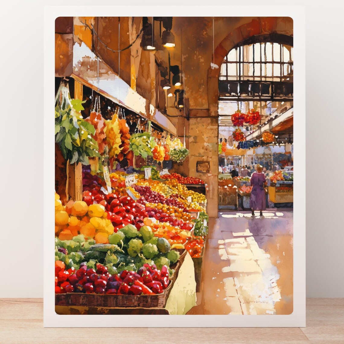 European Indoor Market Hall Fruit Stalls Arched Light Poster - Image 4